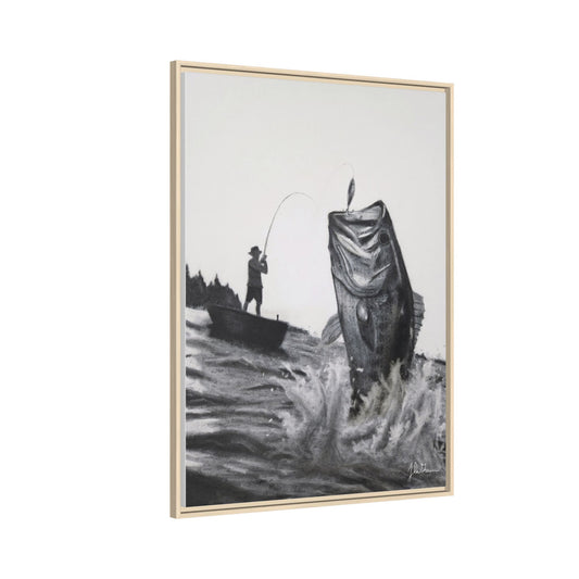 "Snagged Bass" Framed Canvas