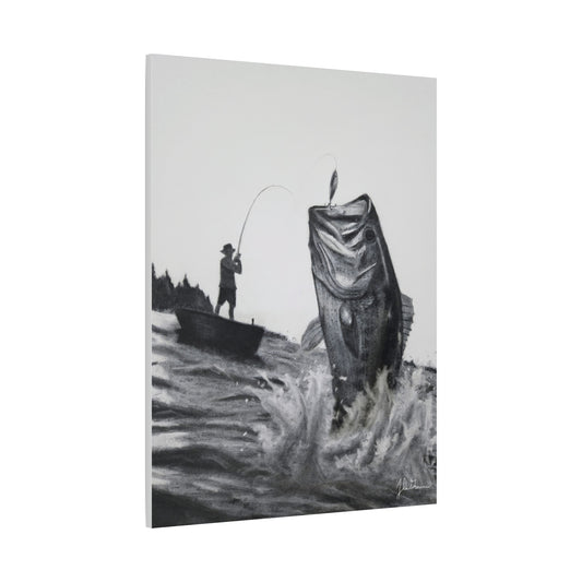 "Snagged Bass" Stretched Canvas Print
